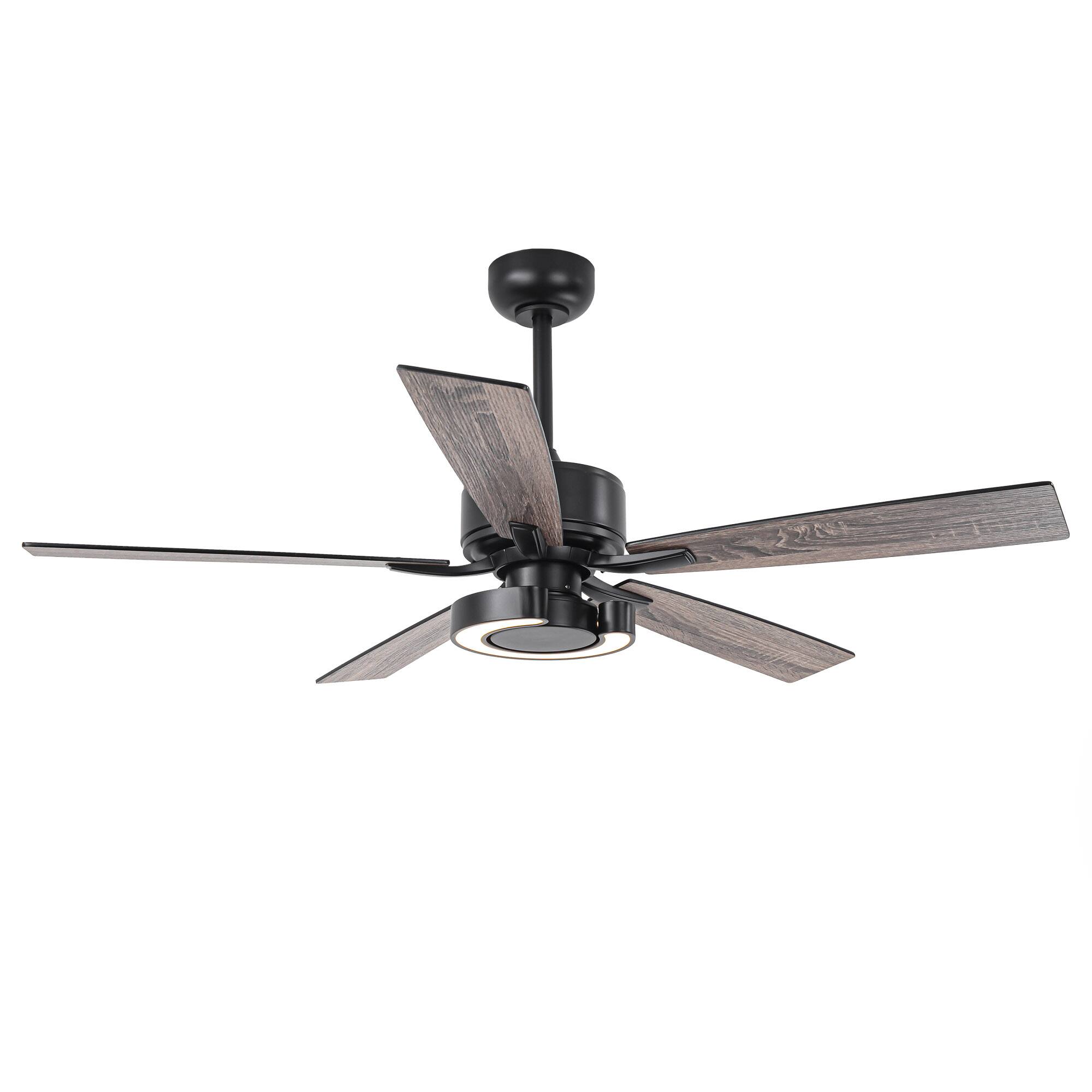 Alt View 8. Parrot Uncle - 52" Modern Intergatred LED Reversible Black Ceiling Fan with Light and Remote - Black.