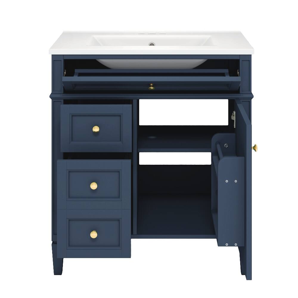 Alt View 9. Loheer - Loheer 30 inch bathroom vanity with sink Blue Modern Single Sink Cabinet - Blue.