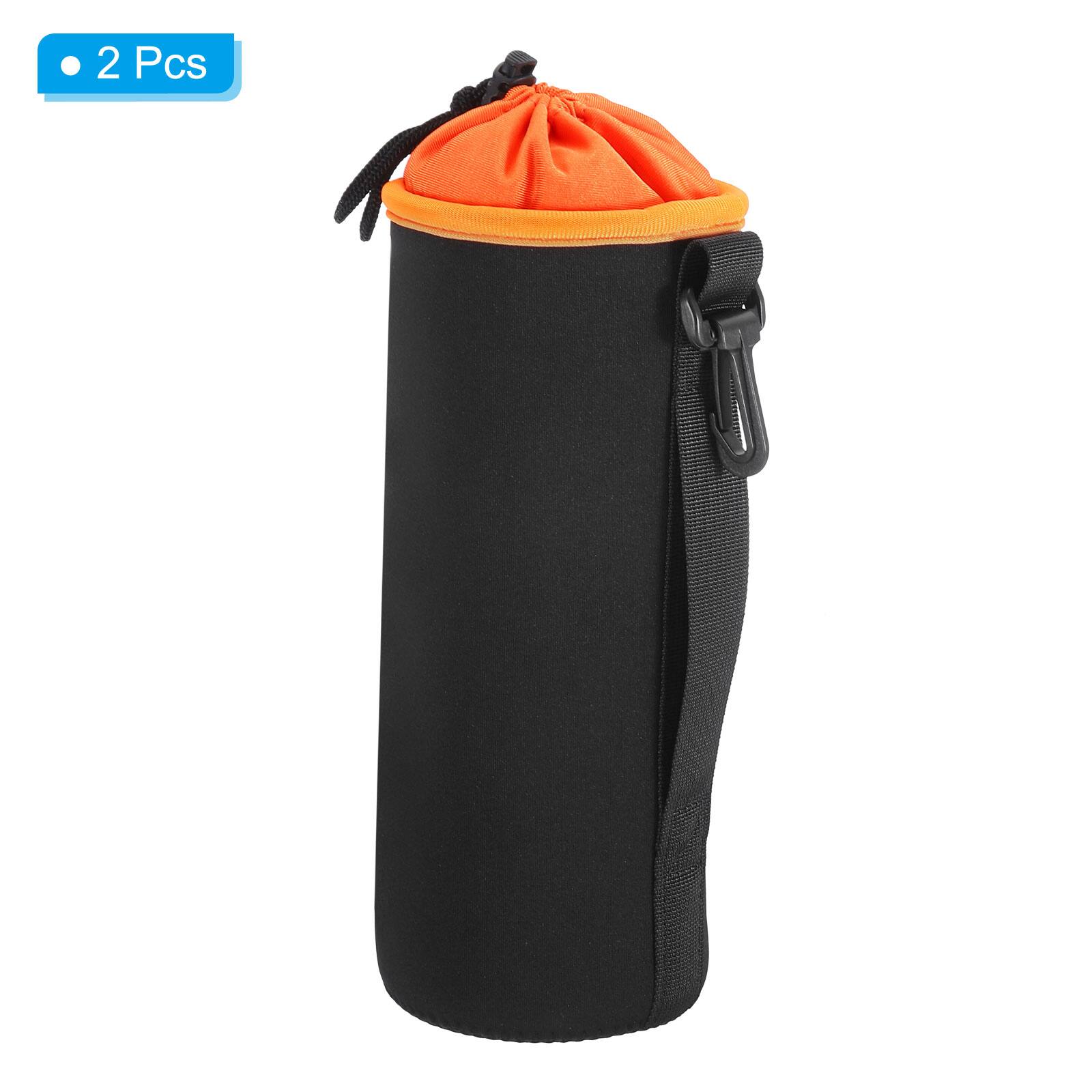 Alt View 2. Unique Bargains - Camera Lens Bag, 2pcs 3.7"x9.8" Cylindrical Drawstring Pouch with Neoprene for DSLR Lens, Water Coffee Cups - Black Orange.