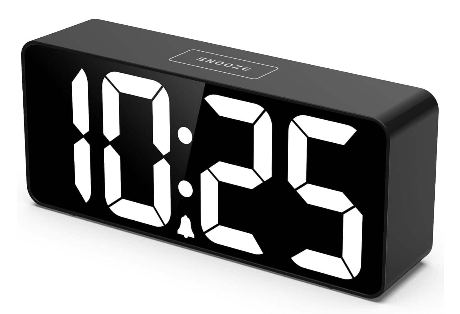 FINEAK - 7.5 Inches Huge Digital Alarm Clock, Outlet Powered for Bedroom - Black+white Digit