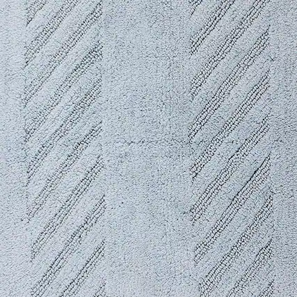 Front. Knightsbridge - Knightsbridge Light Blue Diagonal Racetrack Reversible Bath Rug - 100% Cotton - Light blue.