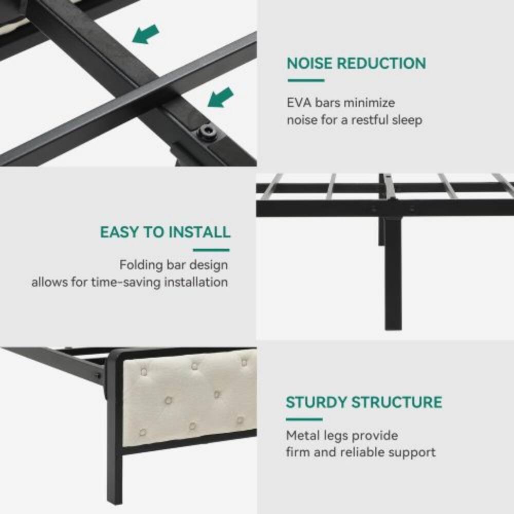 NOISE REDUCTION  
EVA bars minimize noise for a restful sleep  

EASY TO INSTALL  
Folding bar design allows for time-saving installation  

STURDY STRUCTURE  
Metal legs provide firm and reliable support
