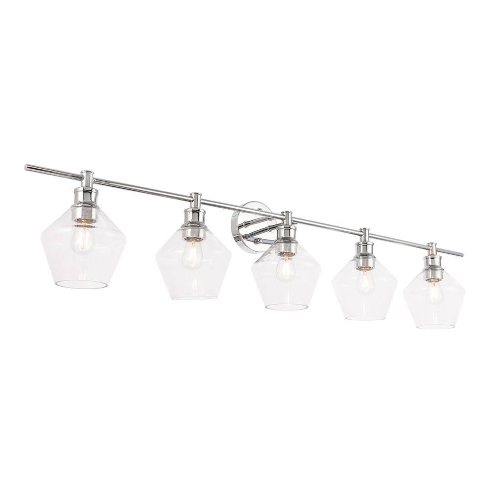 Angle. Living District - Gene 5 light Chrome and Clear glass Wall sconce - Chrome And Clear Glass.