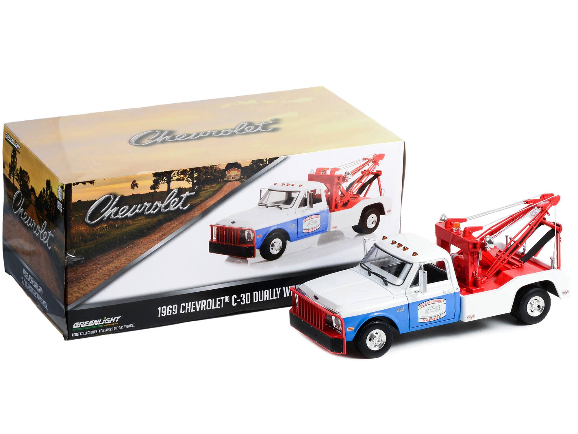 1969 Chevrolet C-30 Dually Wrecker  
Greenlight  
Adult Collectibles  
Contains 1:64-Scale Vehicle