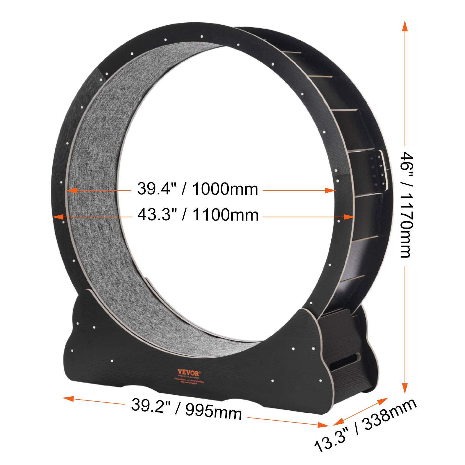 39.4" / 1000mm  
43.3" / 1100mm  
46" / 1170mm  
39.2" / 995mm  
13.3" / 338mm