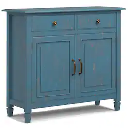 Simpli Home - Connaught 40 inch Wide Solid Wood Traditional Entryway Storage Cabinet - Distressed Coastal Blue