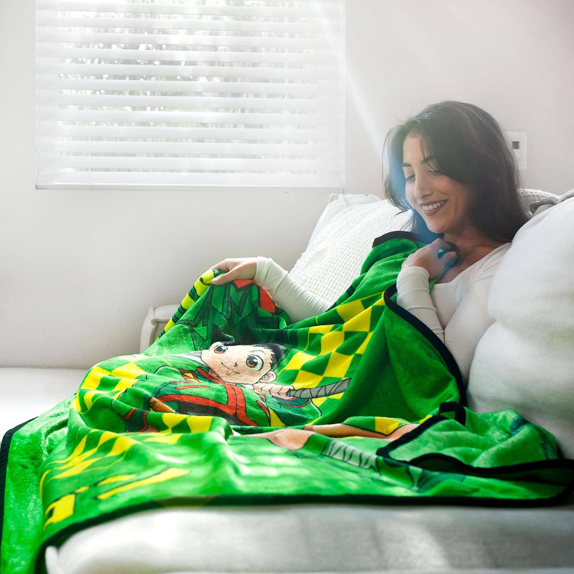 Alt View 3. Just Funky - Hunter X Hunter Gon Freecss Fleece Throw Blanket | 45 x 60 Inches - Green.