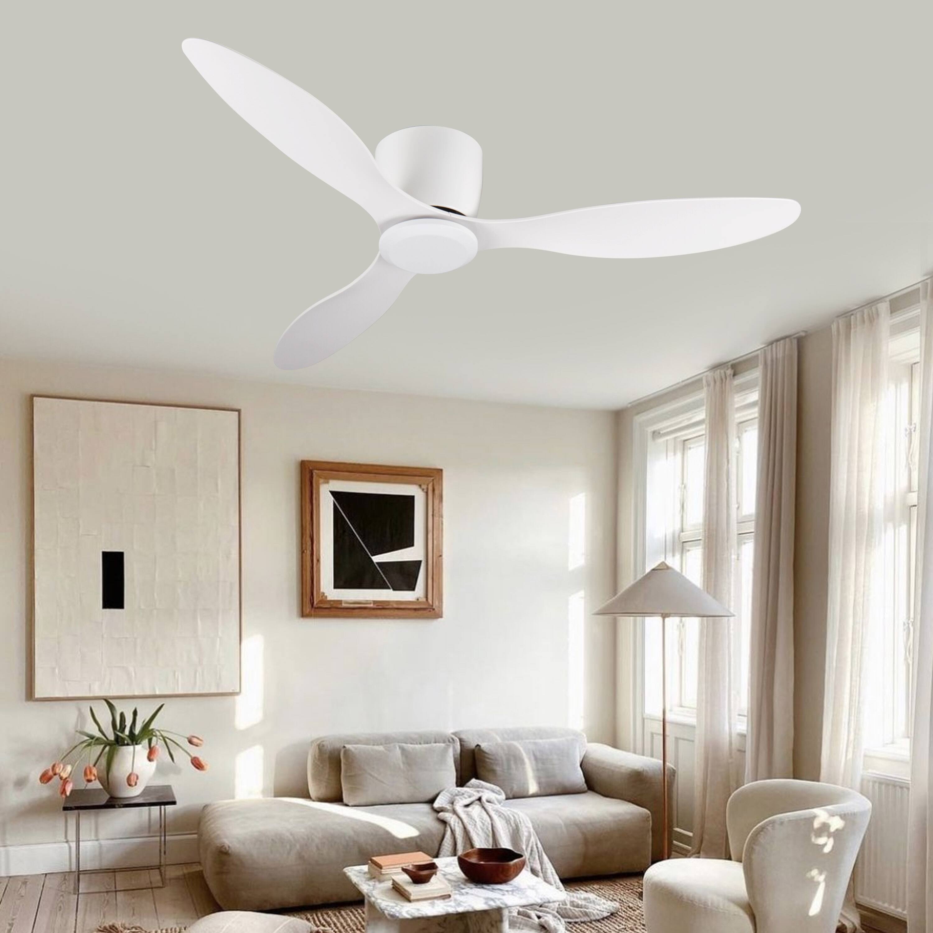 Alt View 4. Sofucor - 52'' Ceiling Fan No Light with Remote Modern Timer Ceiling Fan Noiseless Reversible DC for Patio Living Room Bedroom - White.
