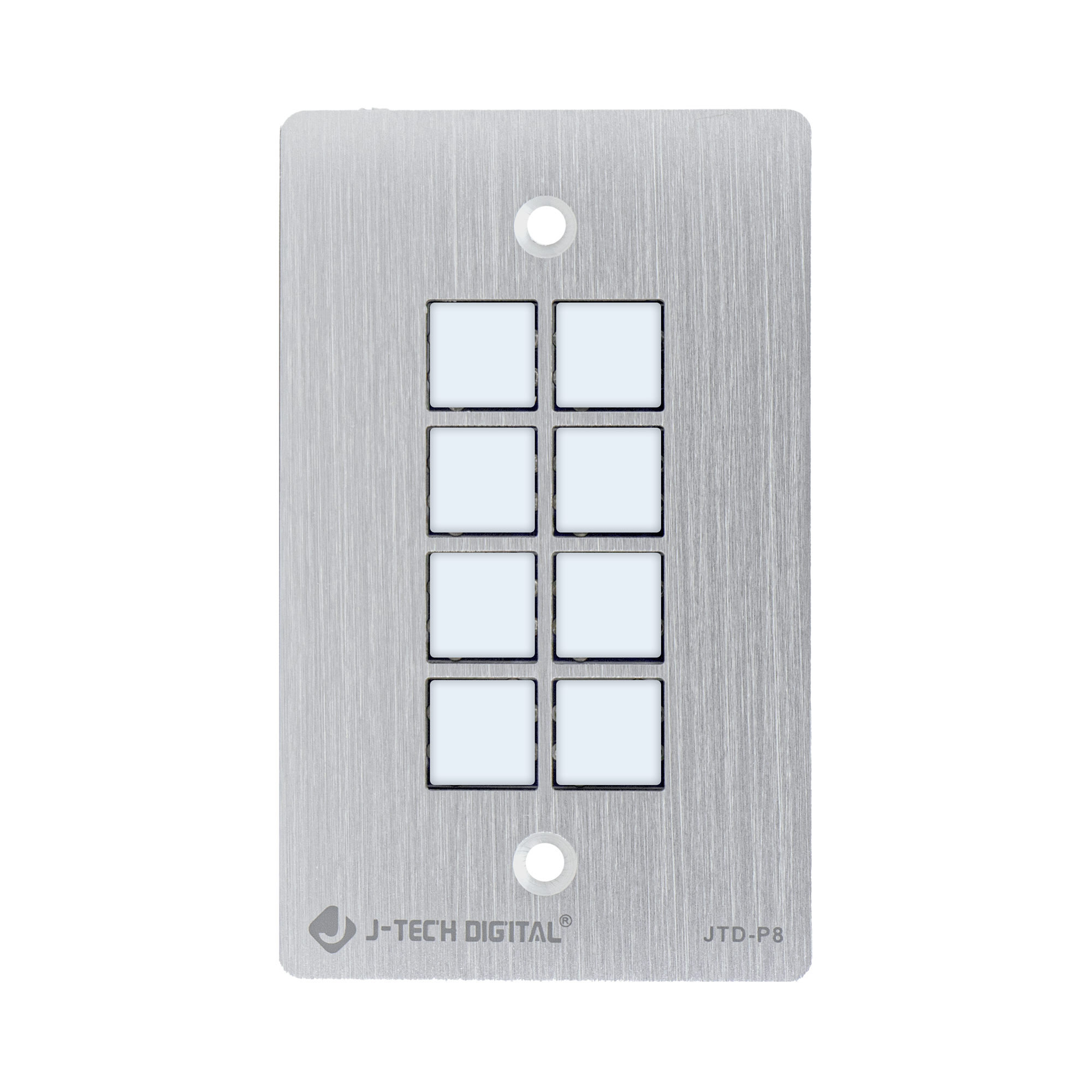 J-Tech Digital - 8-Button AV Control Panel Wall Plate with RS232 and IR Control - Silver