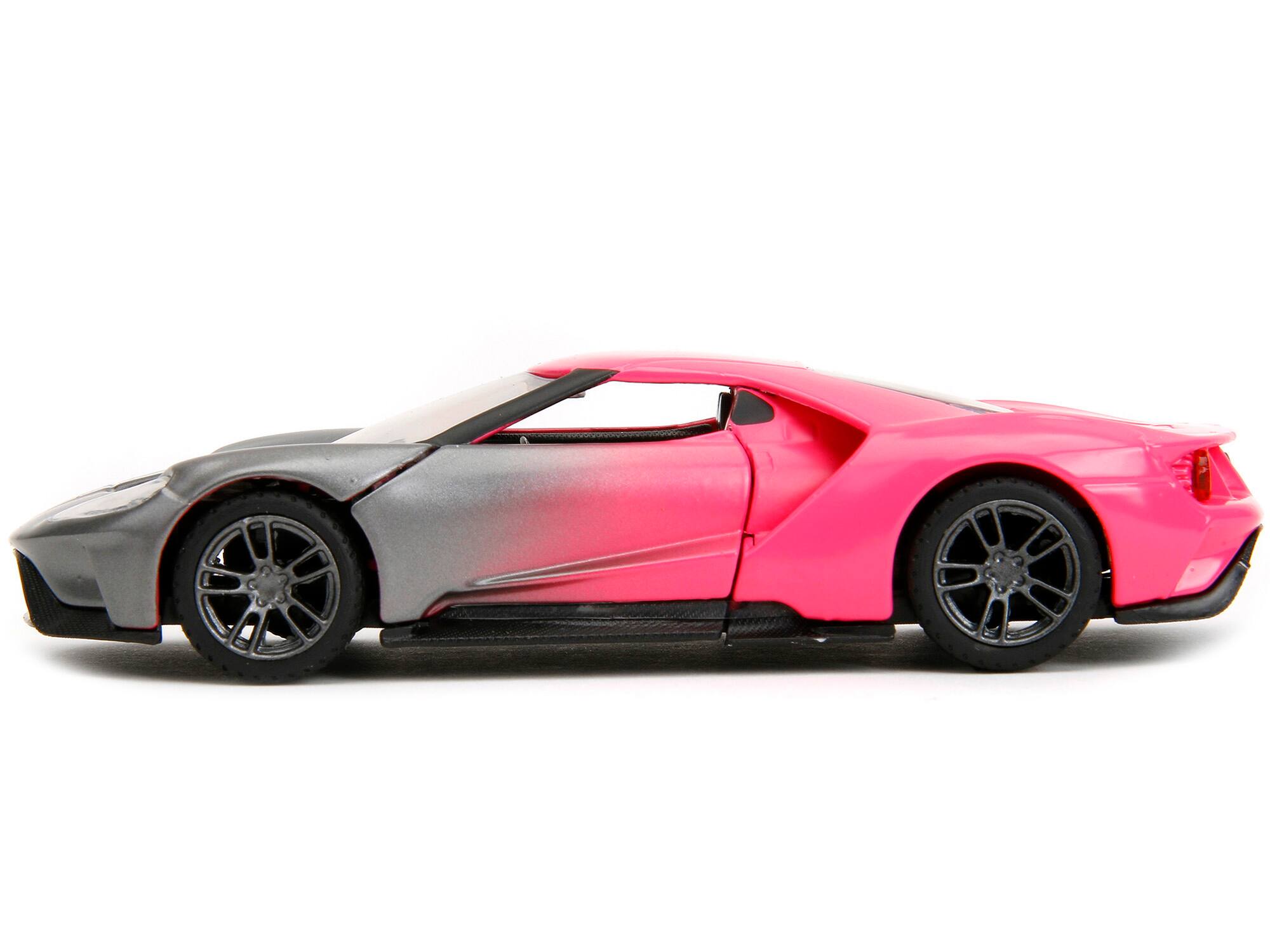 Alt View 3. Jada - 2017 Ford GT Gray Metallic and Pink Gradient "Pink Slips" Series 1/32 Diecast Model Car by Jada - Multicolor.