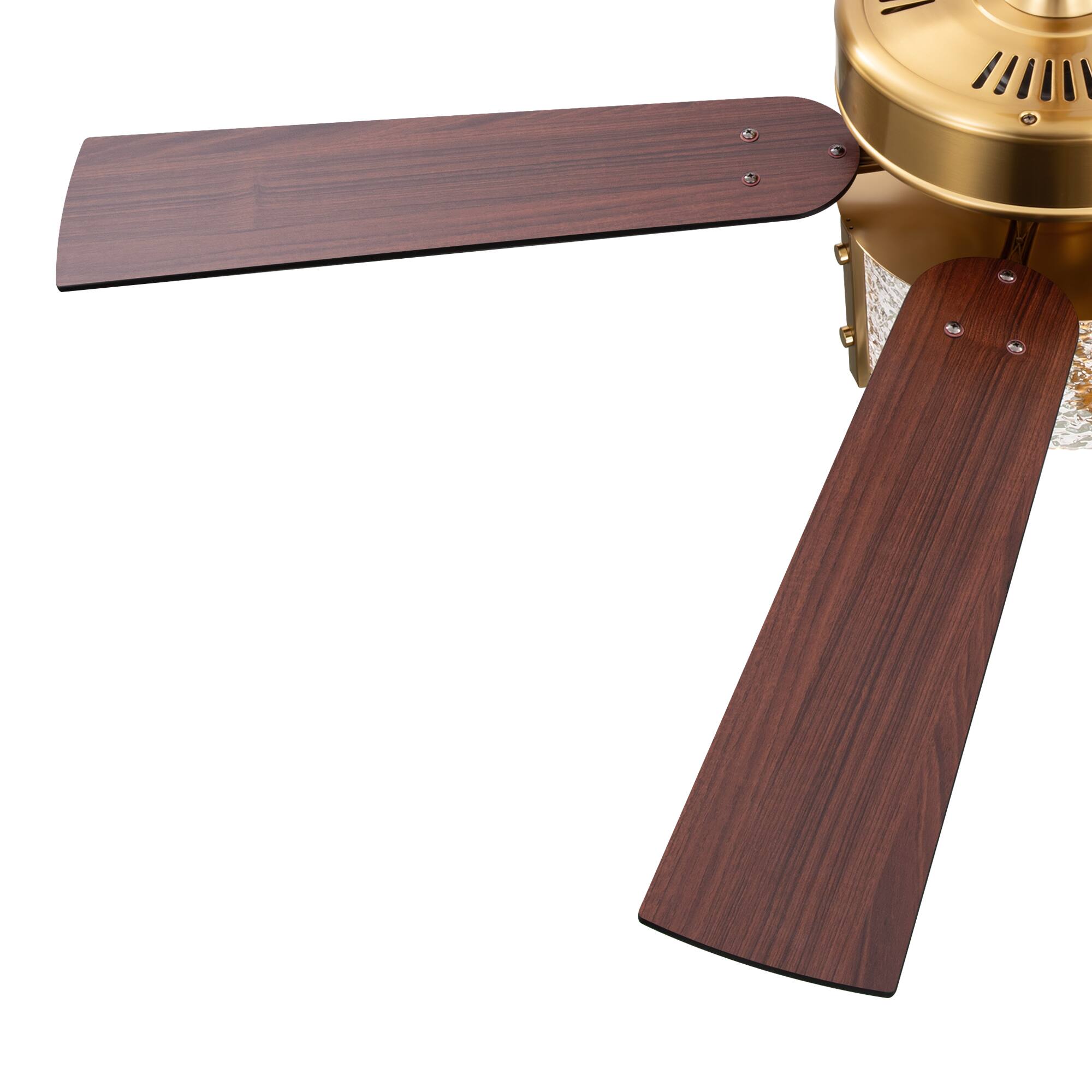 Alt View 10. Breezary - 52-Inch Large Ceiling Fan with Light Fixture, 5 Dual-Finish Plywood Blades, DC Motor, Remote Control, 5/10-Inch Downrods - Electroplated Gold with Black and Rich Walnut.