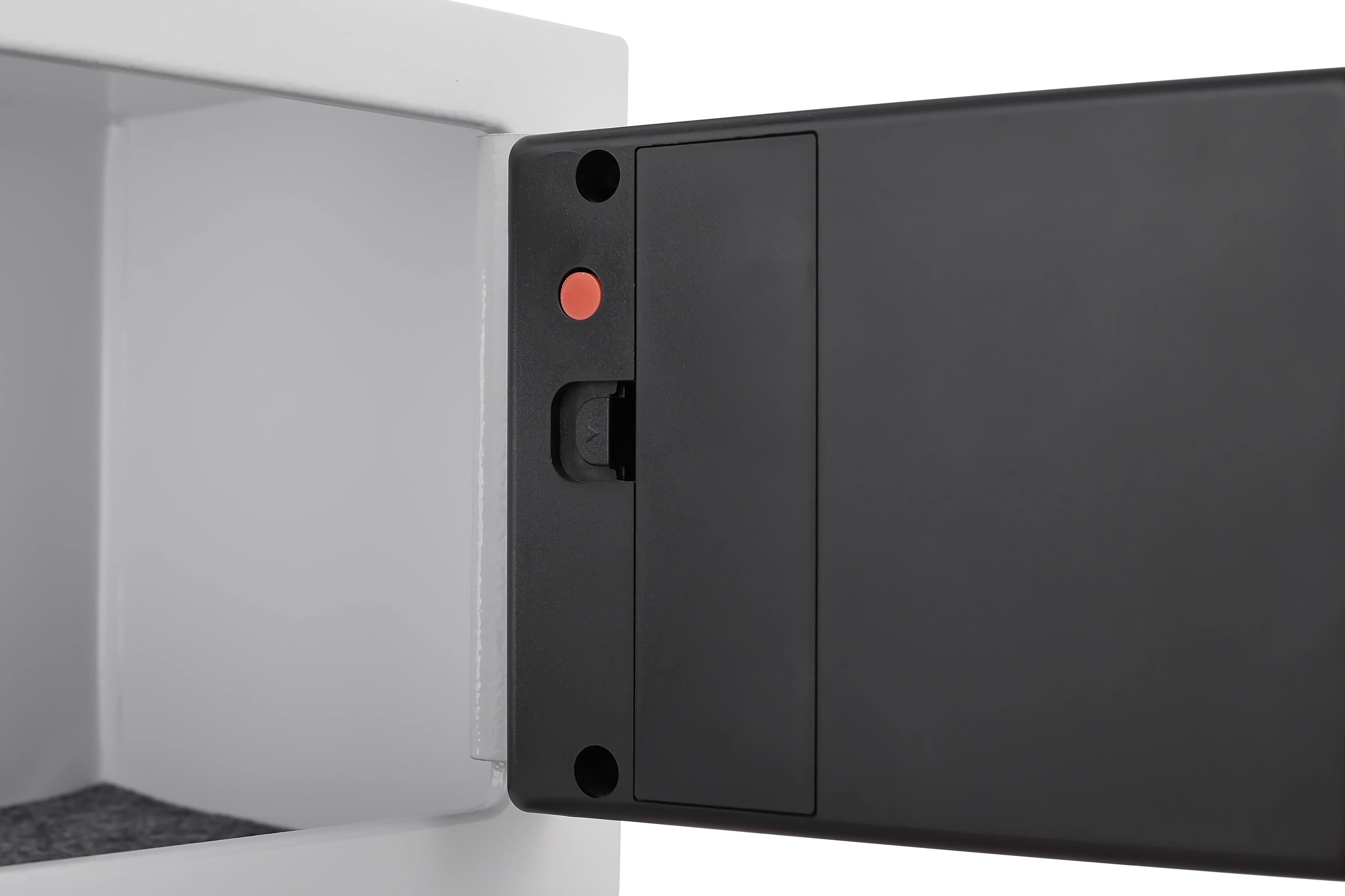 Angle. Lycvki - Secure Safe With Key And Password, 0.23 Cubic Feet Small Home Safe for Money, Documents & Valuables - white.