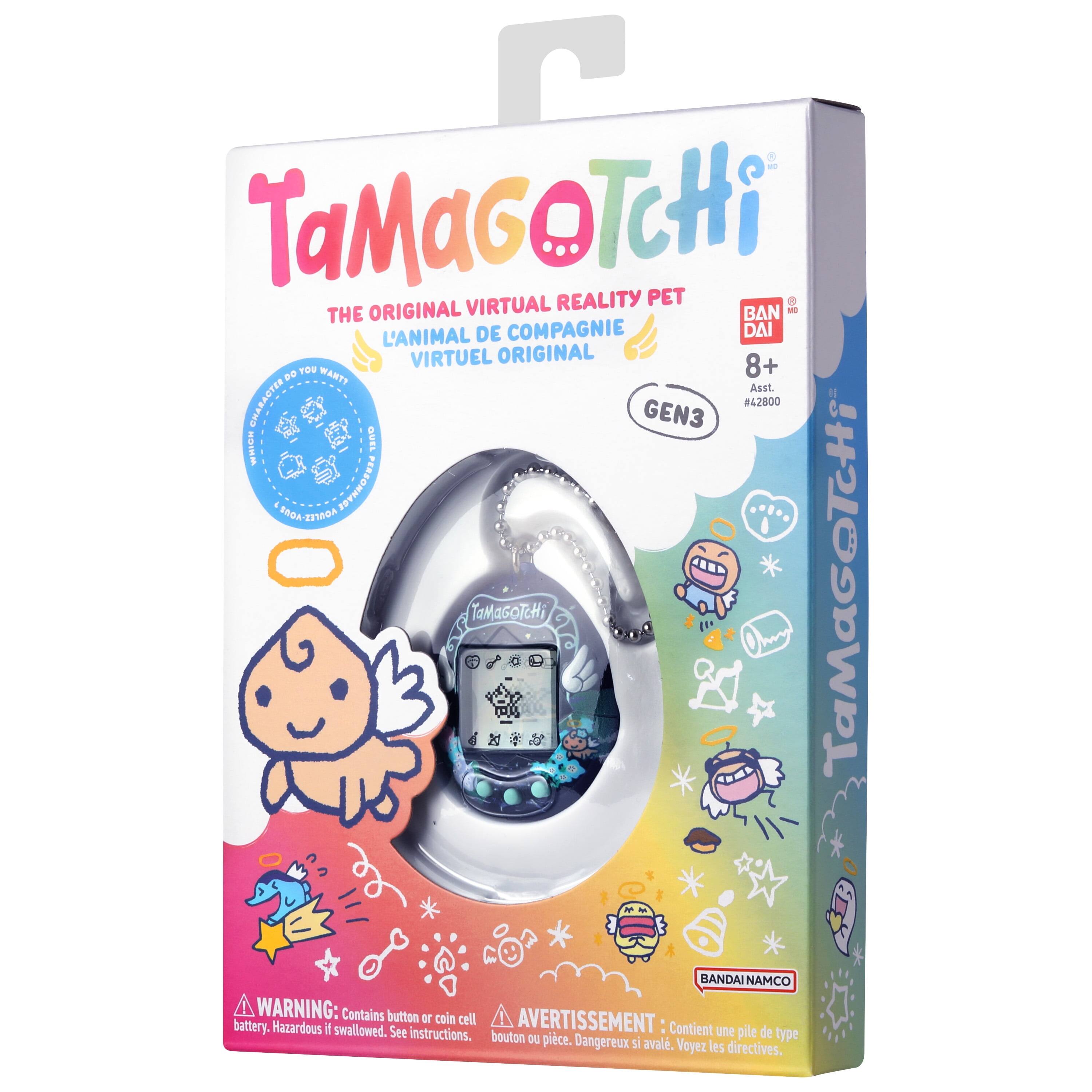 TaMaGoTcHi REALITY PET THE ORIGINAL VIRTUAL BAN  
L'ANIMAL DE COMPAGNIE DAI VIRTUEL ORIGINAL  
e. TO0 WANTY 8+ Asst CHARACTERS THD GEN3 #42800  
NOIM QUEL PERSONNADE E80A TaMaGoTcHi TaMaGaTHi  
BANDAI NAMCO  
WARNING: Contains button or coin cell battery. Hazardous if swallowed. See instructions.  
AVERTISSEMENT : Contient une pile de bouton ou pièce. Dangereux si avalé. Voyez les directives.