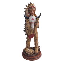 FC Design - 13"H Native American Chief Hold Ox Skull Head Native American Figurine Statue Office Desk Tabletop Home Decor - Multi-Color