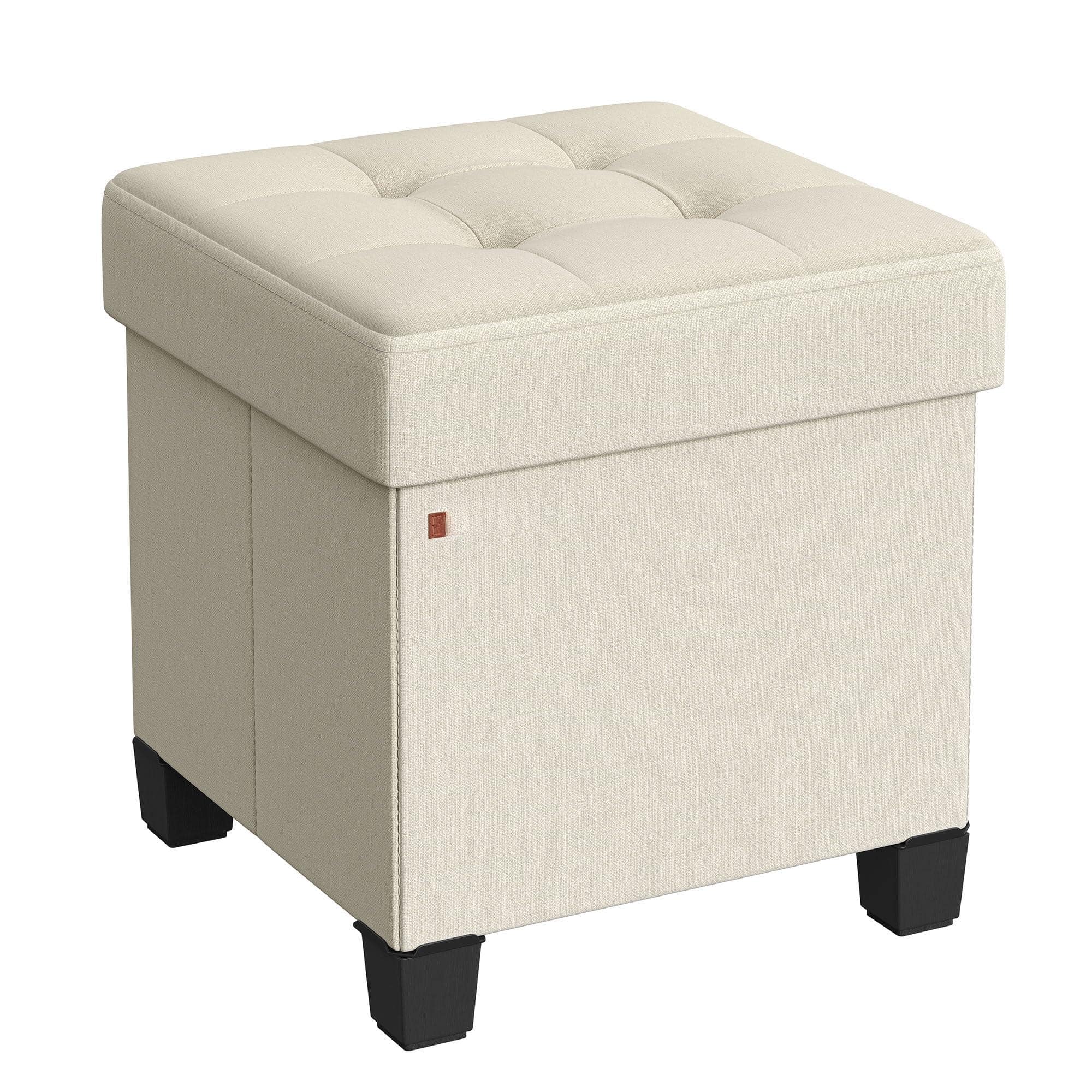 JETRANSPORT - Inches Cube Storage Ottoman Bedroom Bench Foot Stool Feet Holds Dark Gray Ulsf14gyz [Refined - Cream White 15"D x 15"W x 15.7"H