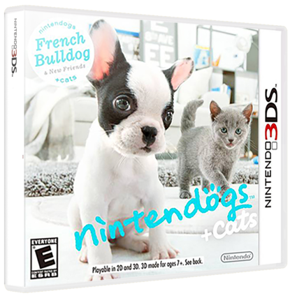 nintendogs French Bulldog & New Friends +cats
NINTENDO 3DS™
EVERYONE
Playable in 2D and 3D. 3D mode for ages 7+. See back.
Nintendo - E (Everyone)
