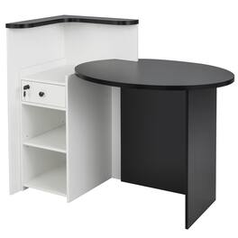 Ecooso - Front Reception Desk with Lockable Drawer, Office Counter with Open Shelf for Business Use - Black & White