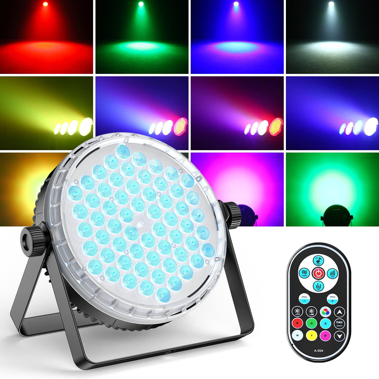 UKing - 60LED RGBW Par Light Stage Lighting DMX Disco Party Event Show Lighting w/Remote