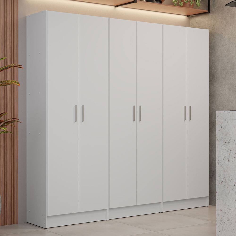 Angle. Madesa - Madesa Kitchen Set 3 Pantry Storage Cabinet with 15 Utility Shelves 71"L Wooden Organization Unit for Kitchen - White - White.
