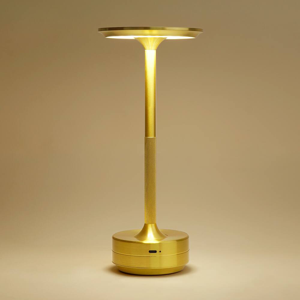 Left. ONEWISH - Cordless Portable LED Table Lamp with Touch Control - Gold.