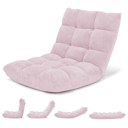 Front. Costway - Costway Adjustable 14-Position Floor Chair Folding Lazy Gaming Sofa Chair Cushioned New - Light Pink.