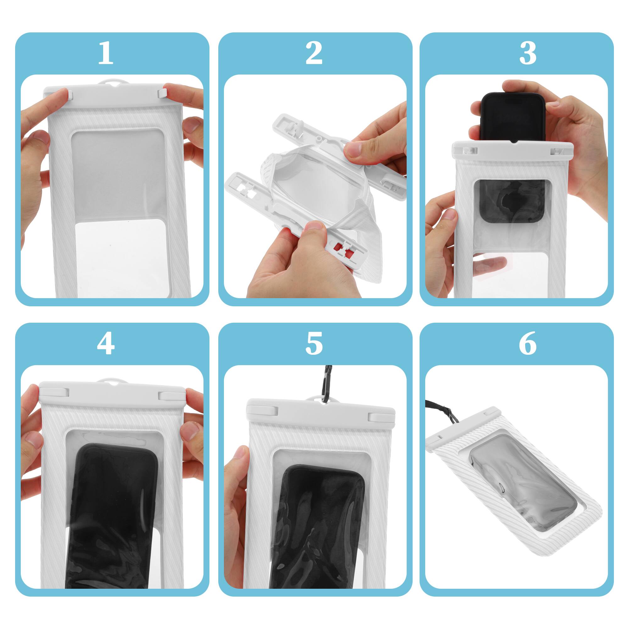 Alt View 4. Unique Bargains - 2pcs Full Stripe Mobile Waterproof Bag Universal Waterproof Case Compatible for Phone 5.51"x9.06" - Gray.