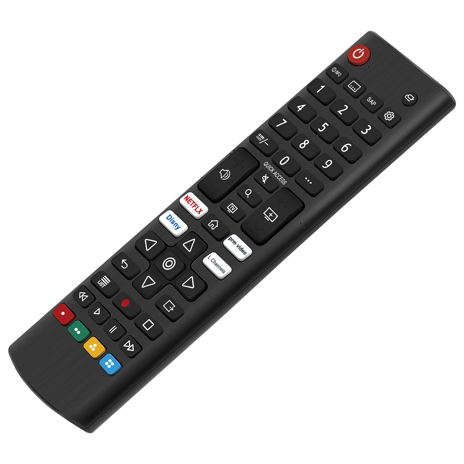 G D G .d ONFO 1  4 SAP 2 7 5 3 I 8 6 0 9 QUICKACCESS QUICK x ACCESS ... Q NETFLIX TV + Disney  prm video L Channels  II