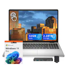 Dell - 16" FHD+ Touch,Intel Core 7 150U,32GB DDR5,2TB SSD+288GB Dock Set,Backlit Keyboard,Fingerprint,Win 11 Pro - Silver