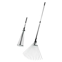 Kings County Tools - Adjustable Metal Leaf Rake - Silver and Black
