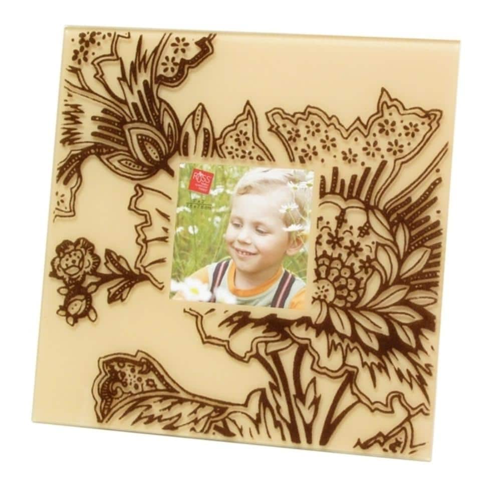 BreeBe - Velvet Square Frame - Faint Pink - Cream, Black