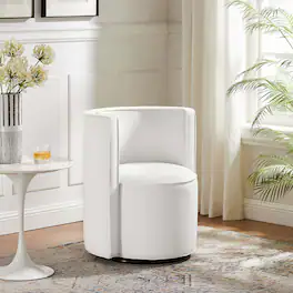 Della Performance Velvet Fabric Swivel Chair by Modway - White
