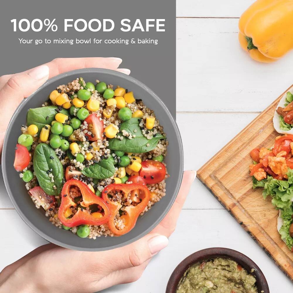 100% FOOD SAFE  
Your go to mixing bowl for cooking & baking