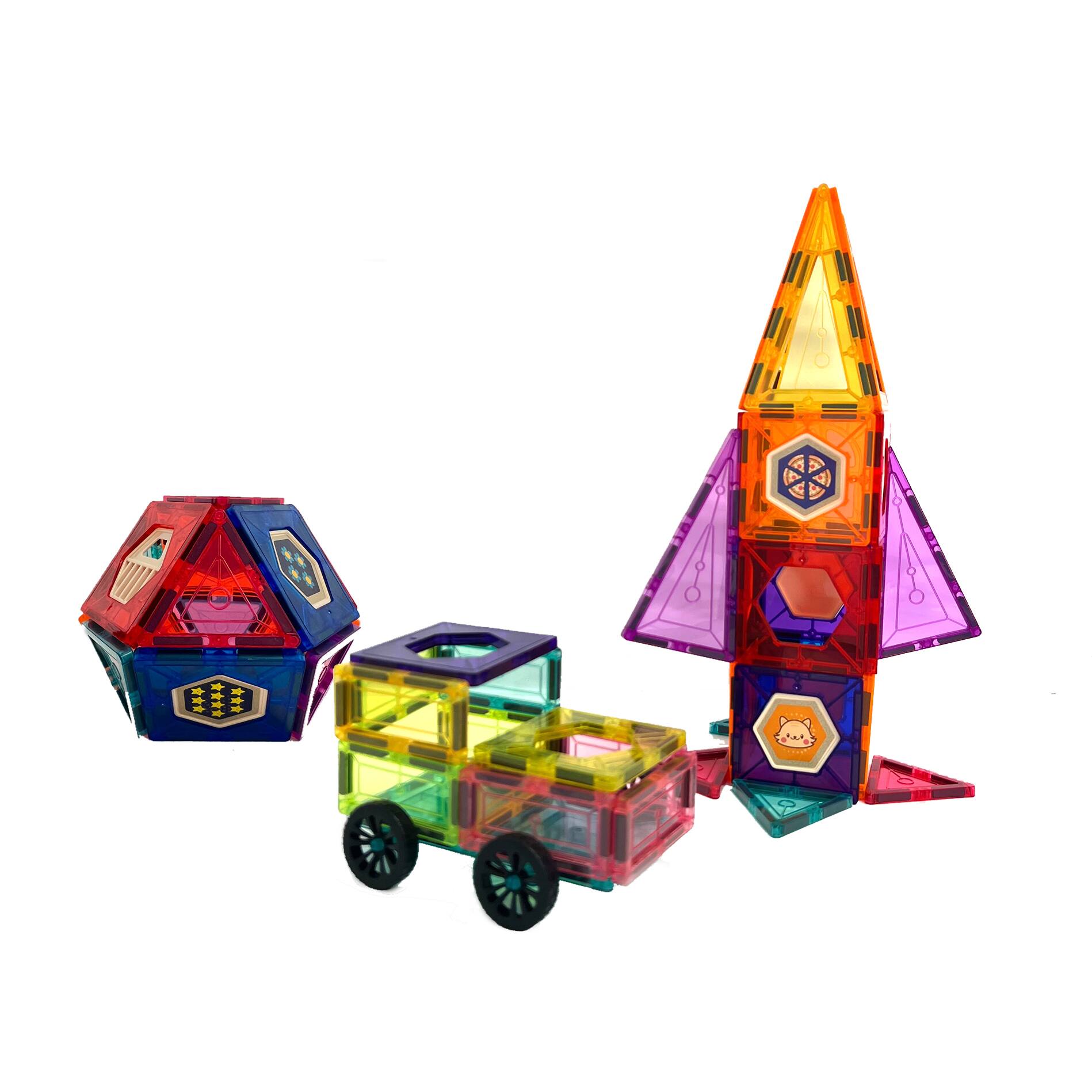 Alt View 1. Contixo - ST4 Kids Magnetic Tiles Set, 112-Piece 3D STEM Building Blocks Toy.