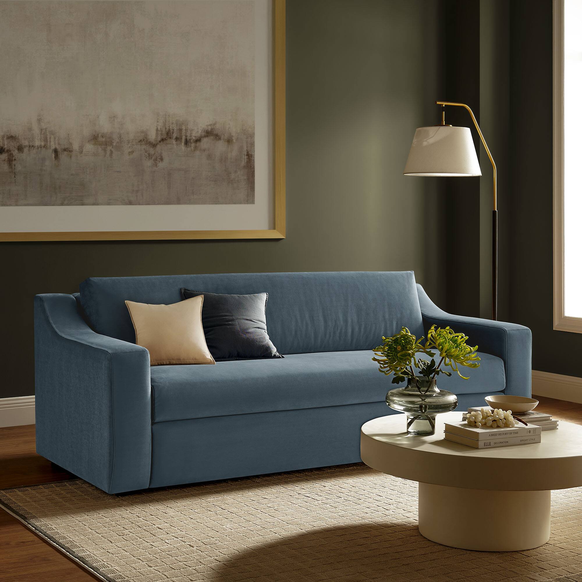 Alt View 4. Modway - Liora Performance Velvet Sofa by Modway - Blue.
