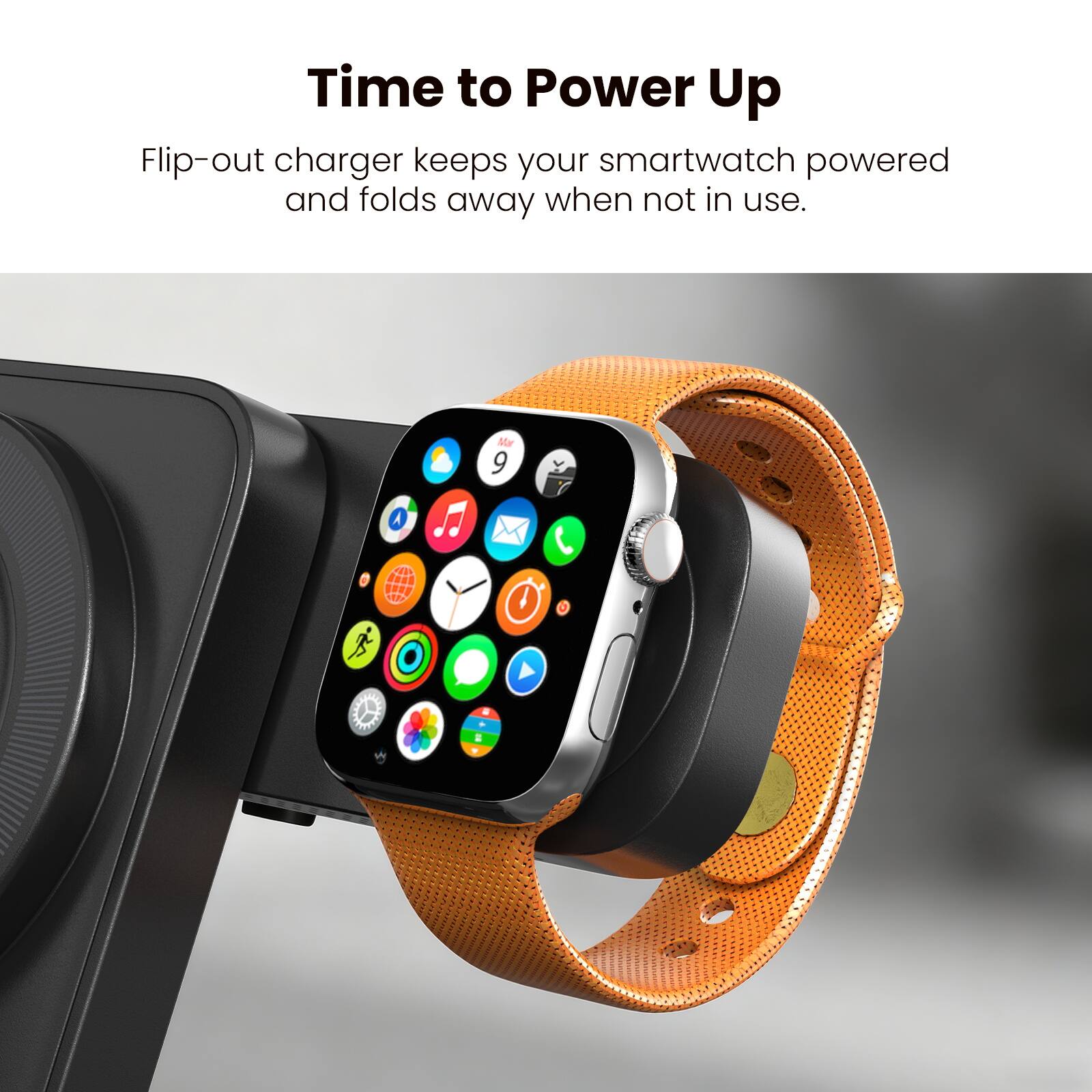 Time to Power Up

Flip-out charger keeps your smartwatch powered and folds away when not in use.