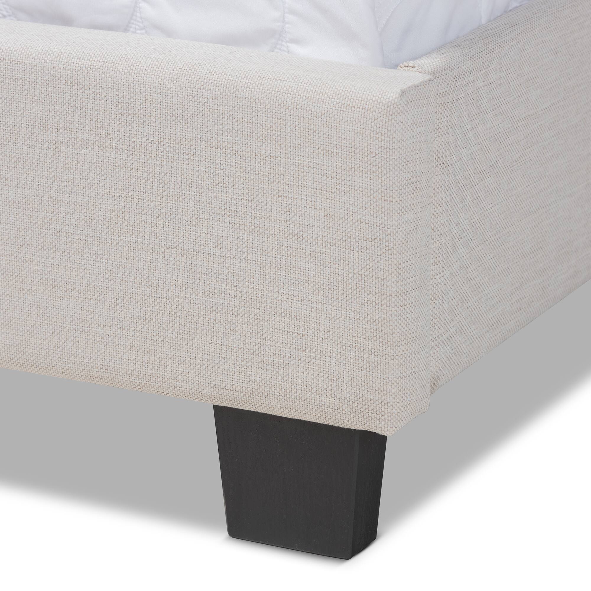 Alt View 1. Baxton Studio - Ansa Modern and Contemporary Fabric Upholstered Bed - Beige/Black.