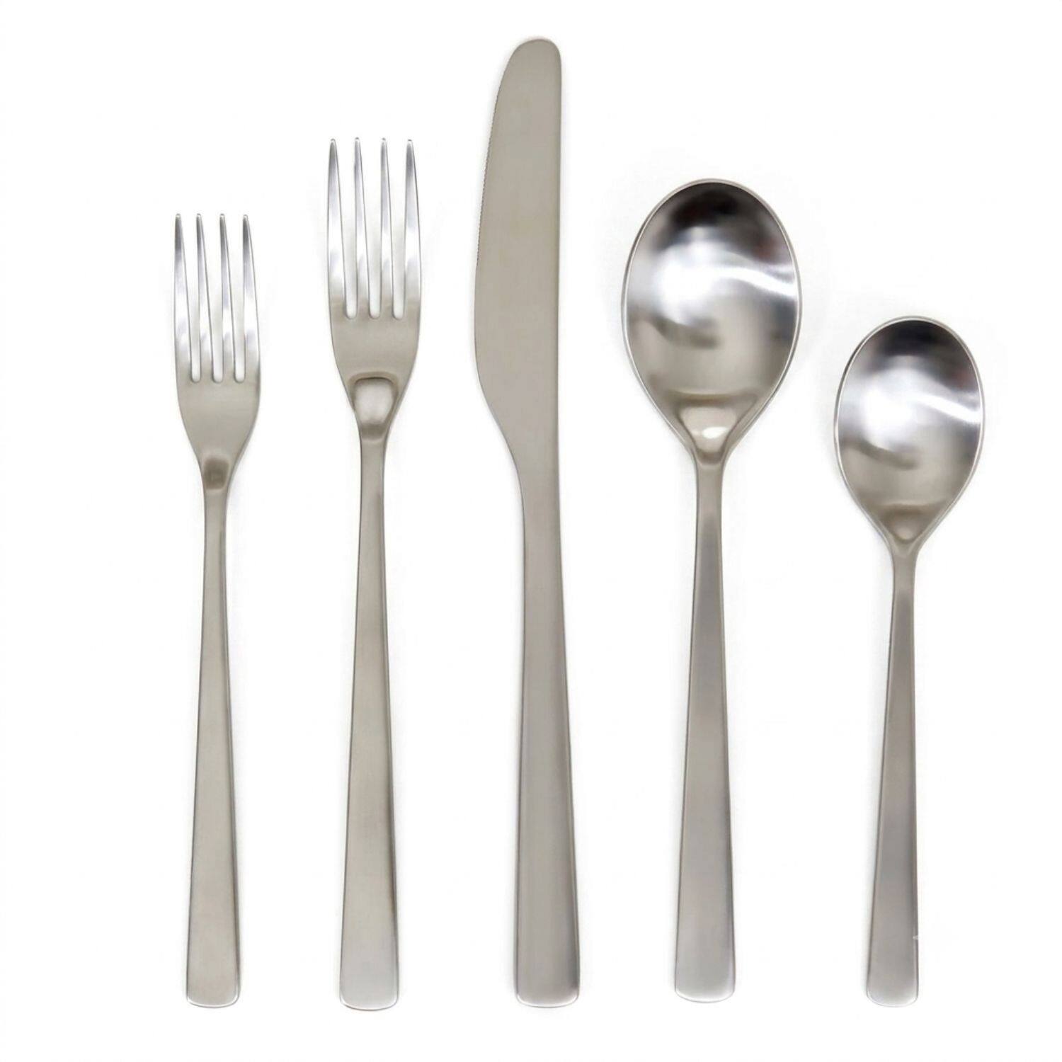 Angle. Zulay Kitchen - Zulay Kitchen 20 Piece Set Flatware (4 table settings) - Brushed Silver.