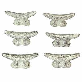 Zeckos - 2.5 In Cast Iron White Nautical Cleat Drawer Pulls Cabinet Knobs Set of 6 - Off-white
