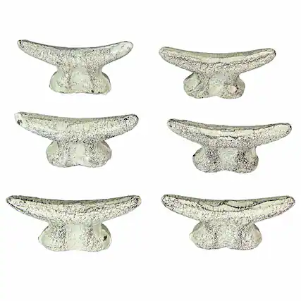 Front. Zeckos - 2.5 In Cast Iron White Nautical Cleat Drawer Pulls Cabinet Knobs Set of 6 - Off-white.