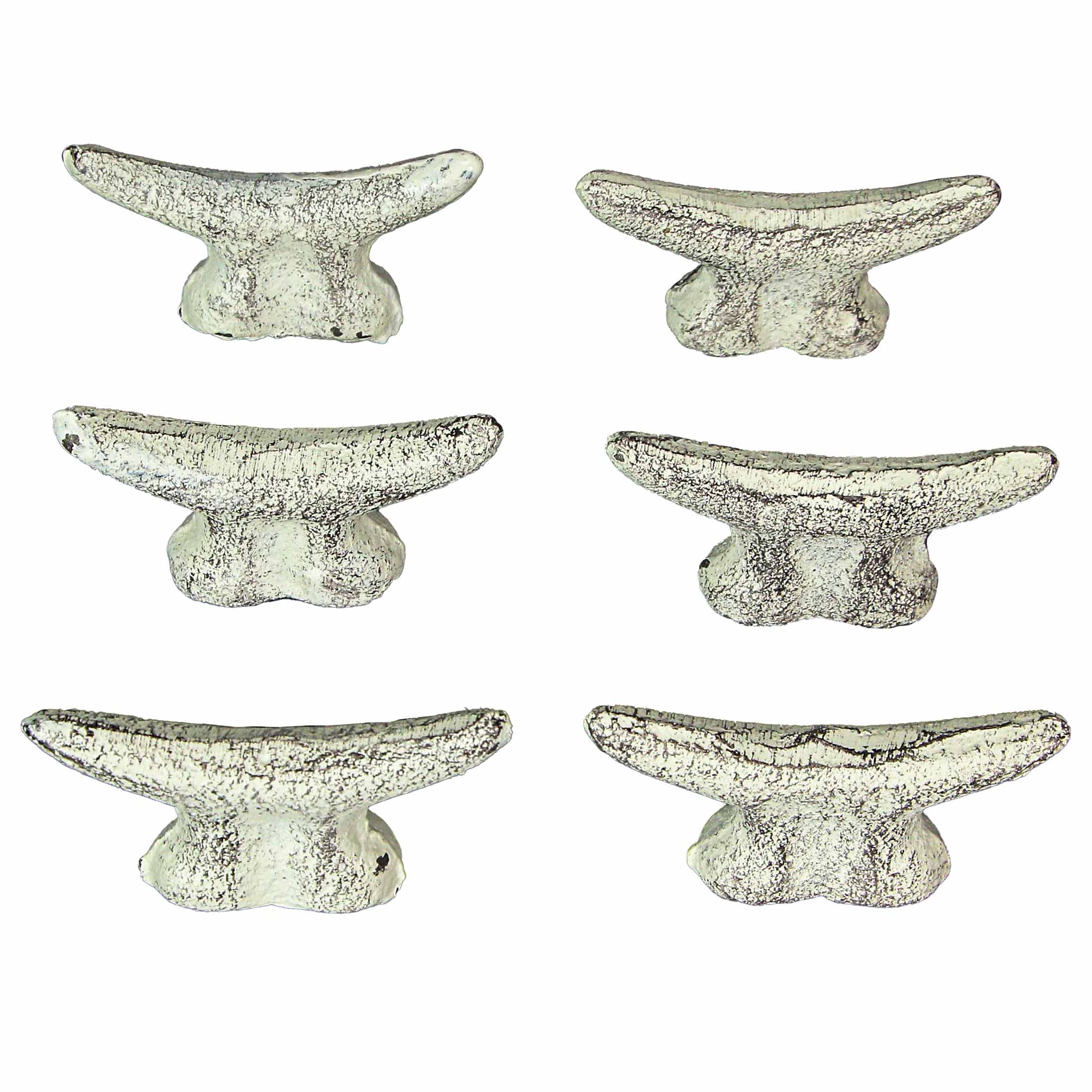 Front. Zeckos - 2.5 In Cast Iron White Nautical Cleat Drawer Pulls Cabinet Knobs Set of 6 - Off-white.