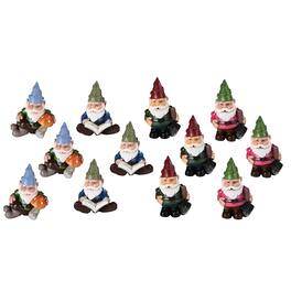 FC Design - 12-PC Miniature Cute Gnome 1.75"H Figurine Set Office Desk Tabletop Home Decor Gift - Multi-Color