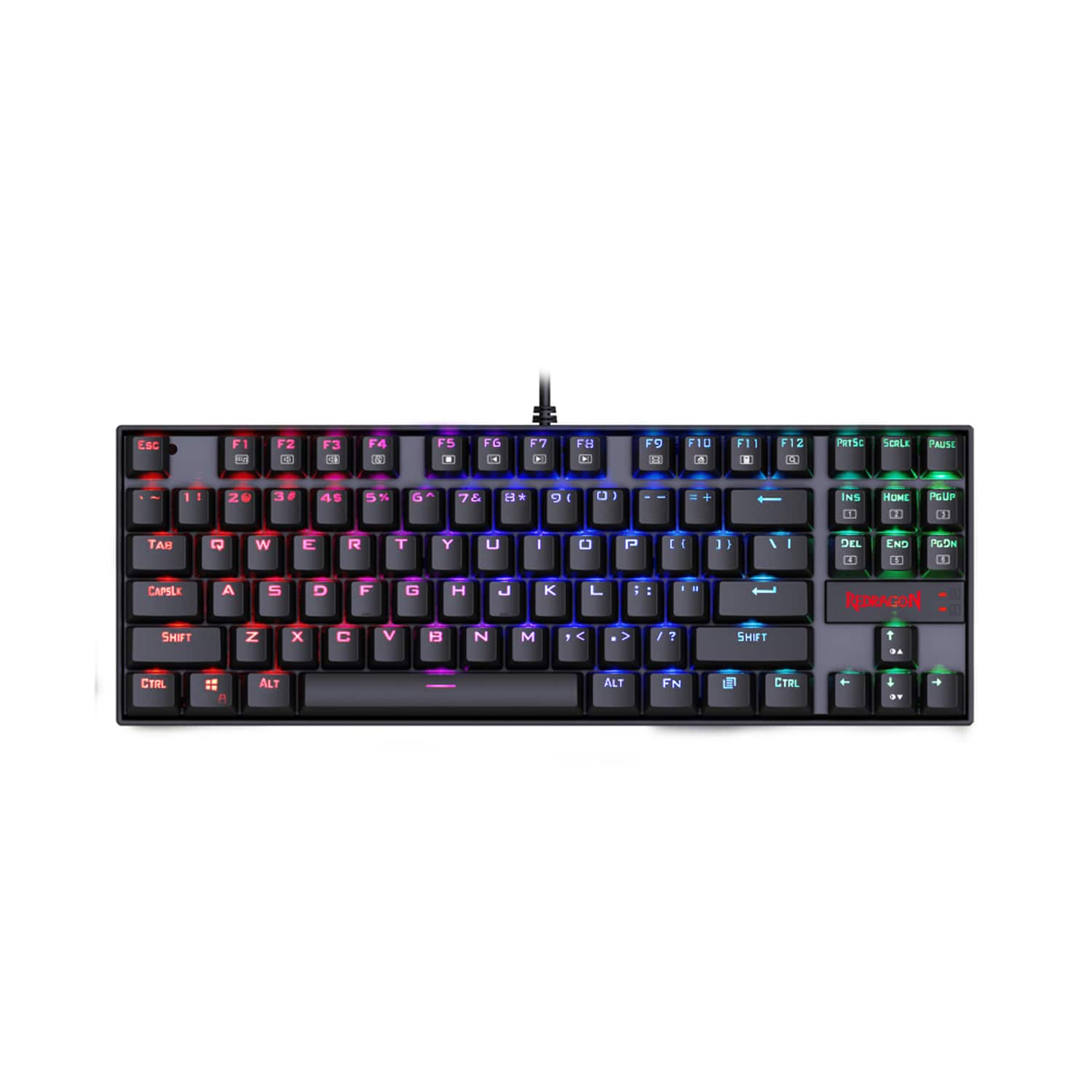 Front. REDRAGON - Kumara K552 RGB Wired TKL Gaming Mechanical Blue Switch Keyboard with RGB Backlighting - Black.