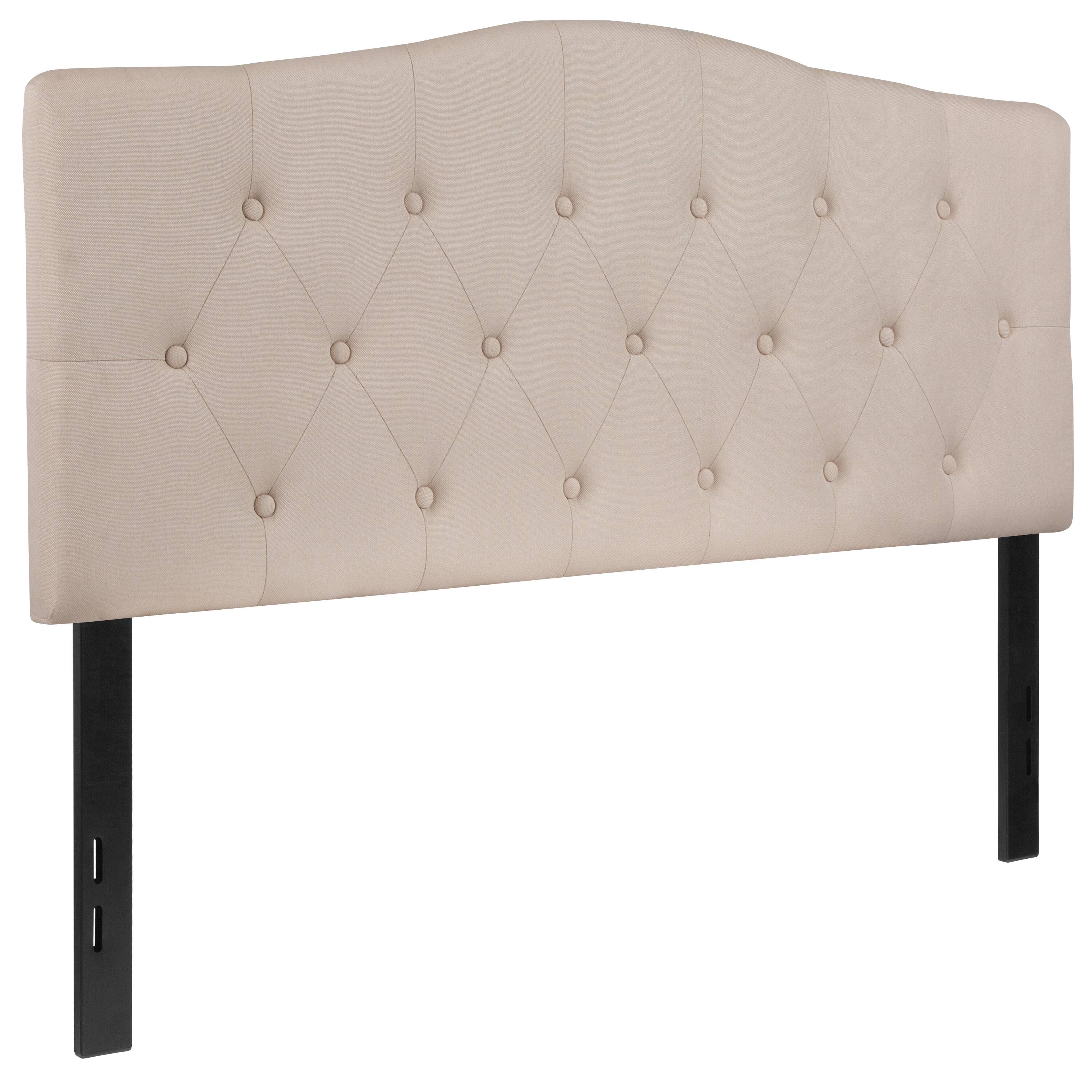 Alt View 1. Emma + Oliver - Arched Button Tufted Upholstered Headboard - Beige.