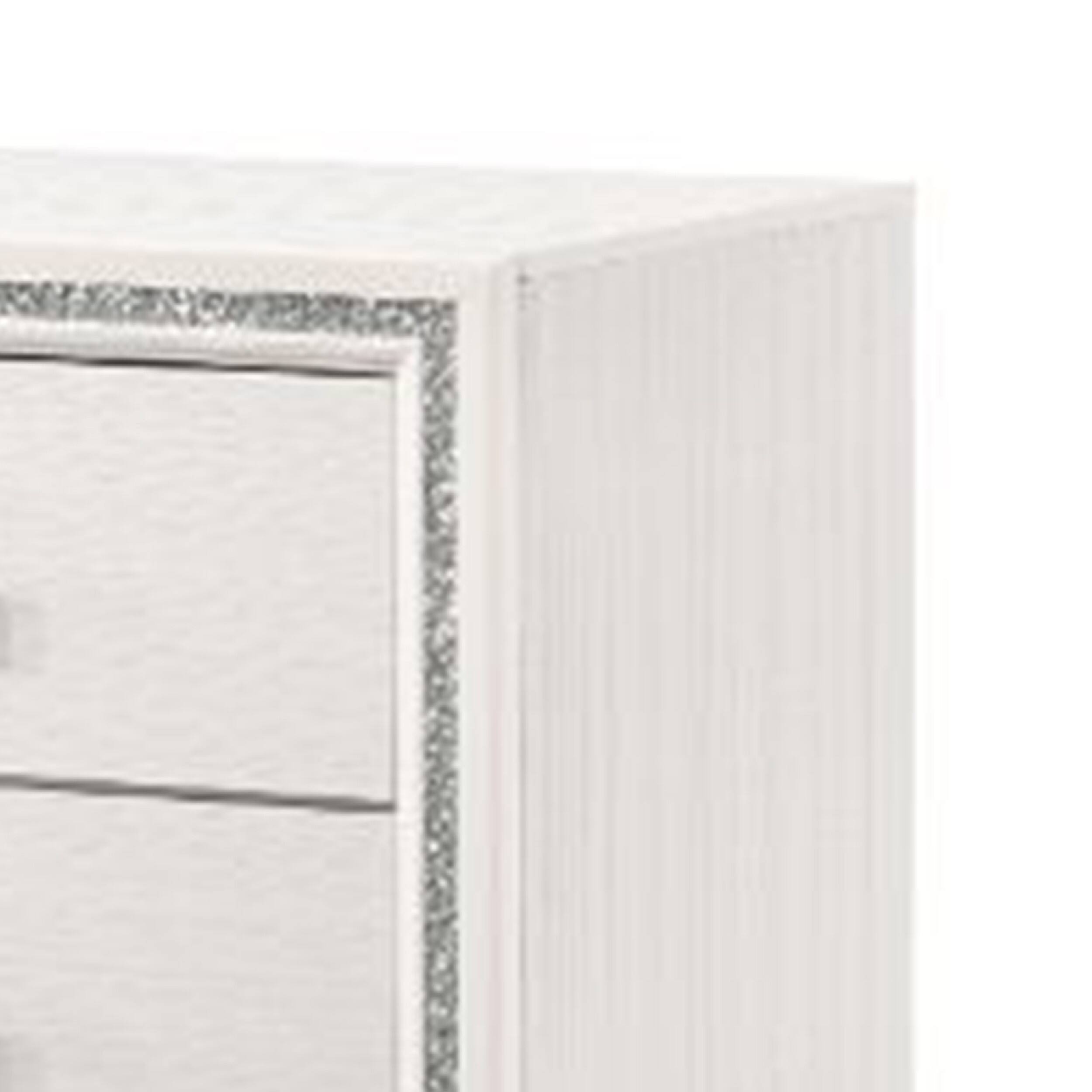 Alt View 2. Manhattan Lane - Nightstand with 2 Drawers and Shimmer Accent Trim - White.