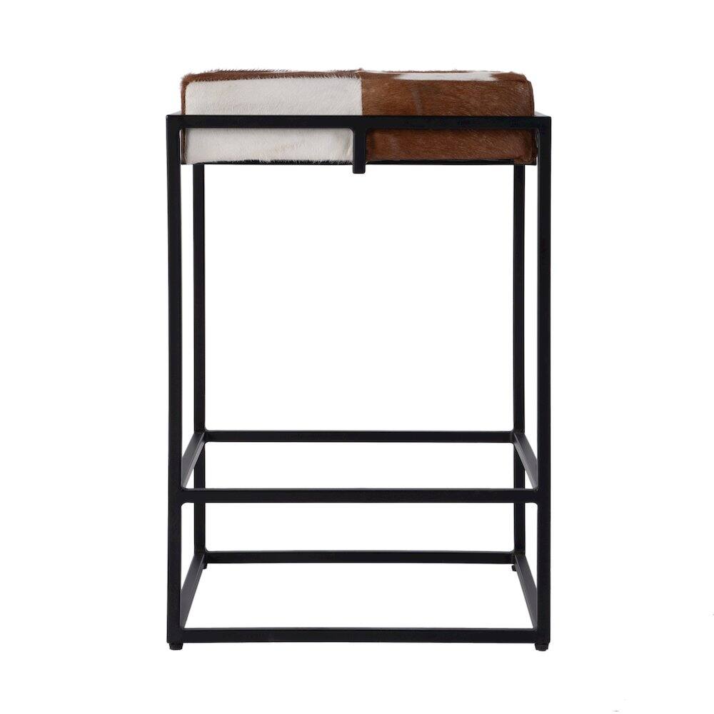 Left. Butler Specialty - Stinson 26.5" Seat Height Hair on Hide Counter Stool - Black,Brown.