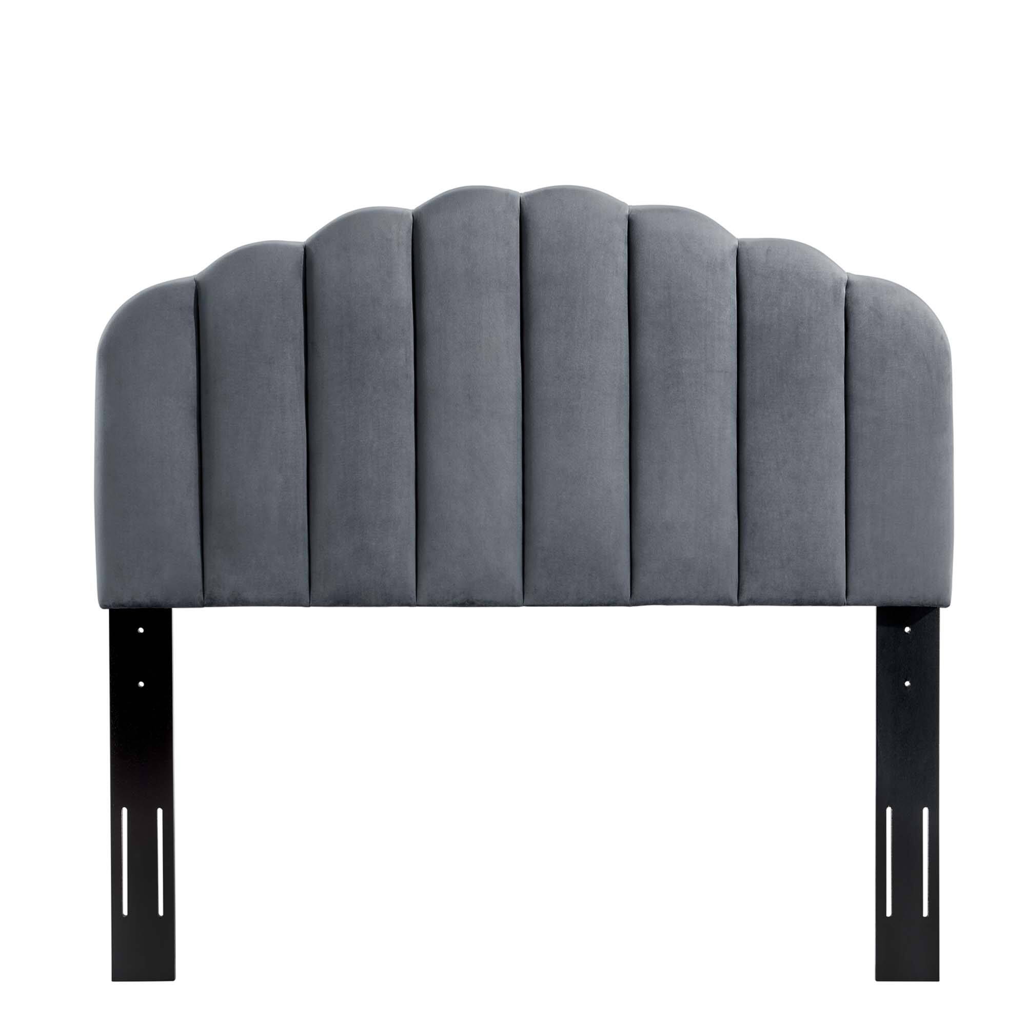 Left. Modway - Veronique Performance Velvet Twin Headboard by Modway - Gray.