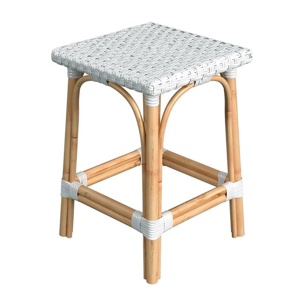 Left. Butler Specialty - Riviera Square 24"H Rattan Counter Stool - Glossy White.