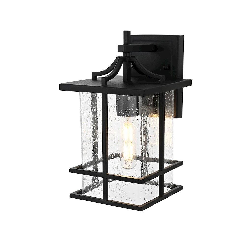 Angle. Elegant Lighting - Miller 7 inch Outdoor Pendant in Black - Black.