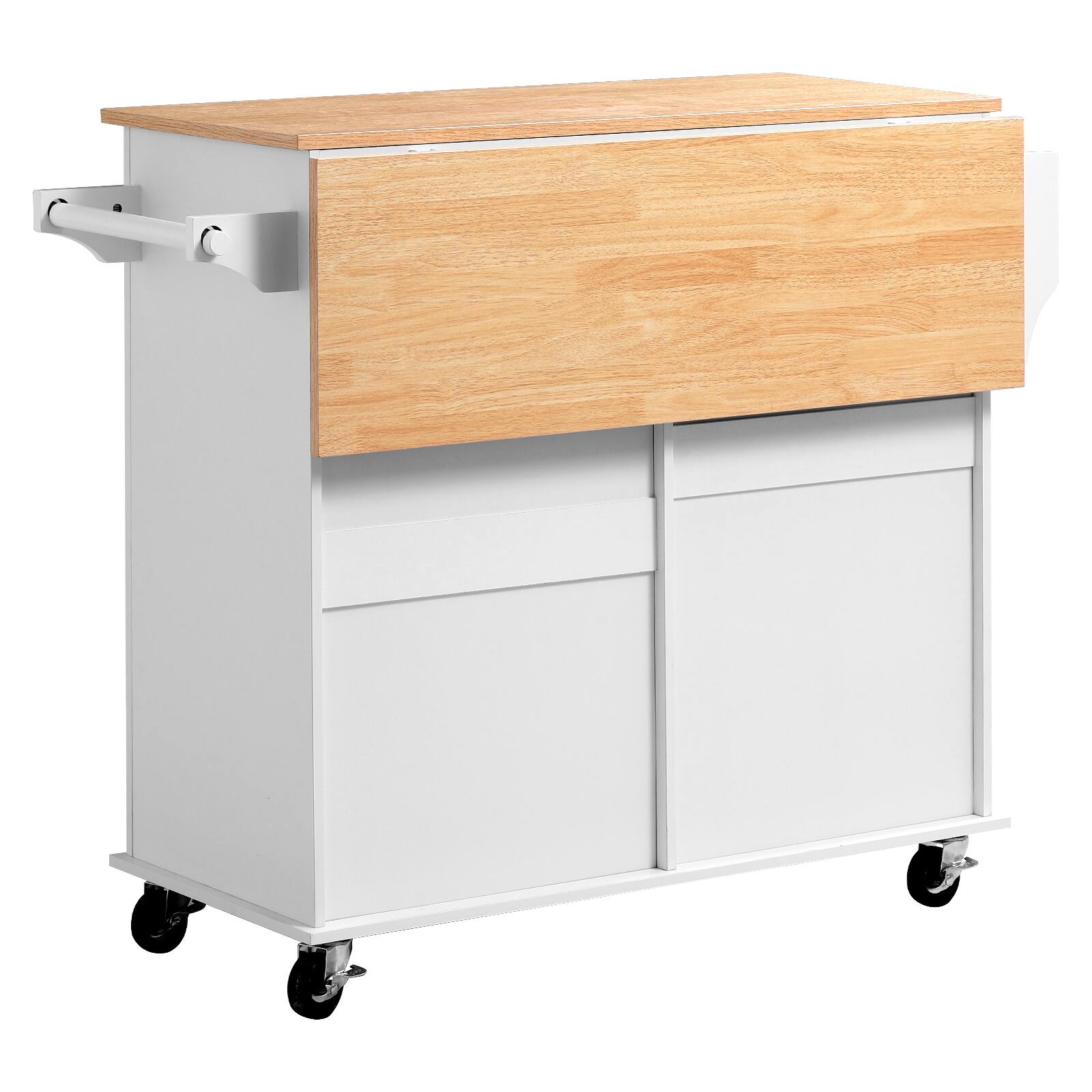 Alt View 5. VEVOR - Kitchen Island Cart with Storage, 43.58 in Wide Mobile Rolling Storage Island on Swivel Wheels, with 2 Drawers - White.