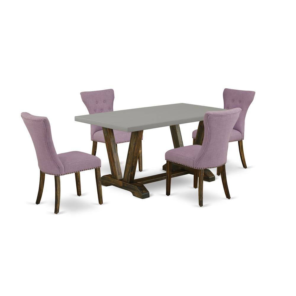 Left. East West Furniture - East West Furniture 5-Piece Dining Table Set Included 4 Parson Chair Upholstered Seat and High Button Tufted Chair Back - Multi-Color.